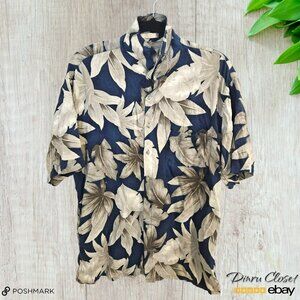 Campia Moda Button Down Short Sleeve Shirt Hawaiian Pattern Small